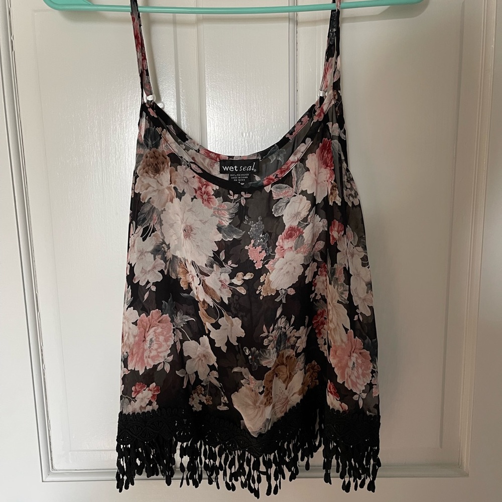 Wet Seal Floral Tank Top with lace bottom